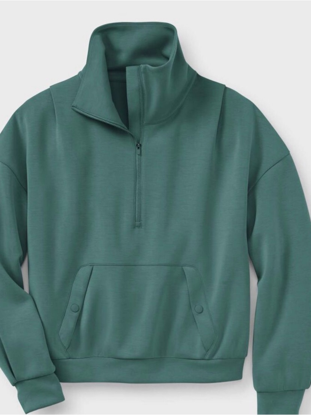 Quarter-Zip Pullover Sweatshirt in Teal Green